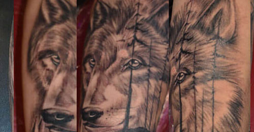 wolf tattoo done by Infierno Queens NY