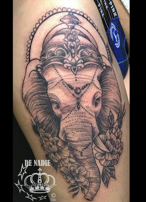 Ganesh tattoo done by Infierno Queens NY