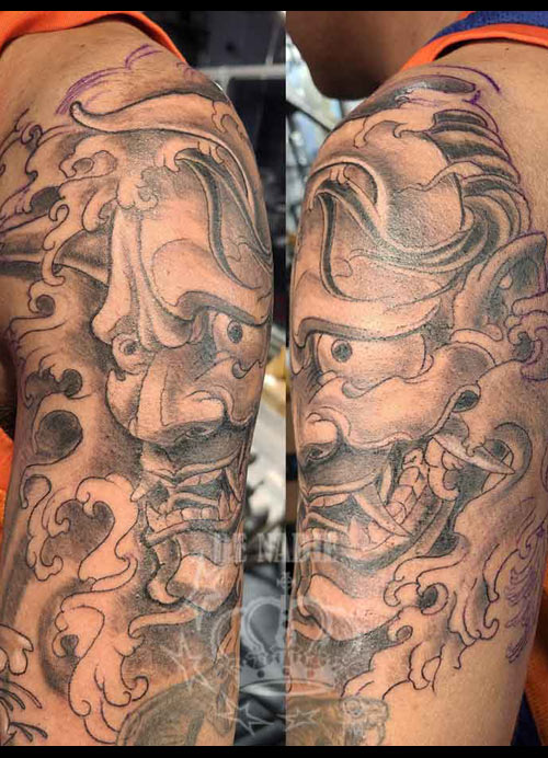 Hannya tattoo done by Infierno Queens NY