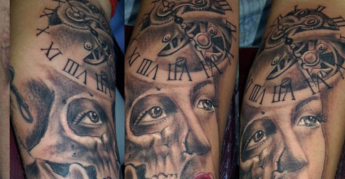 Woman sketon tattoo Pain ink Infierno