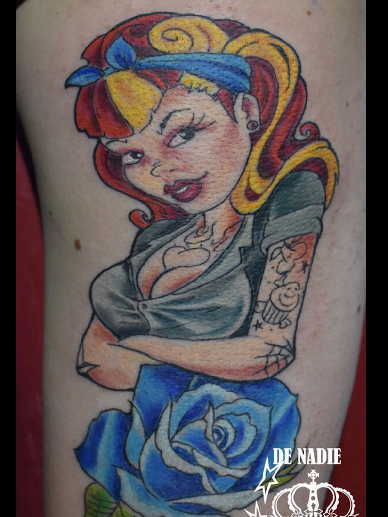 Rocabilly tattoo done by Infierno Pain ink 