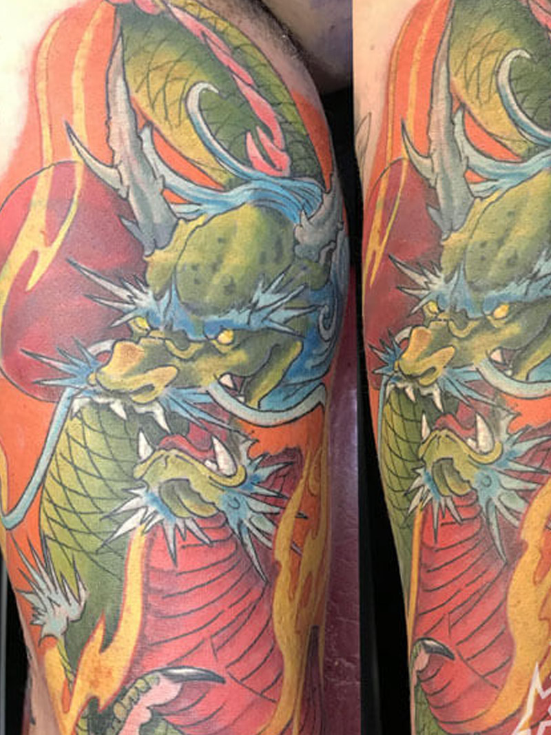 Dragon tattoo done by Infierno Pain ink