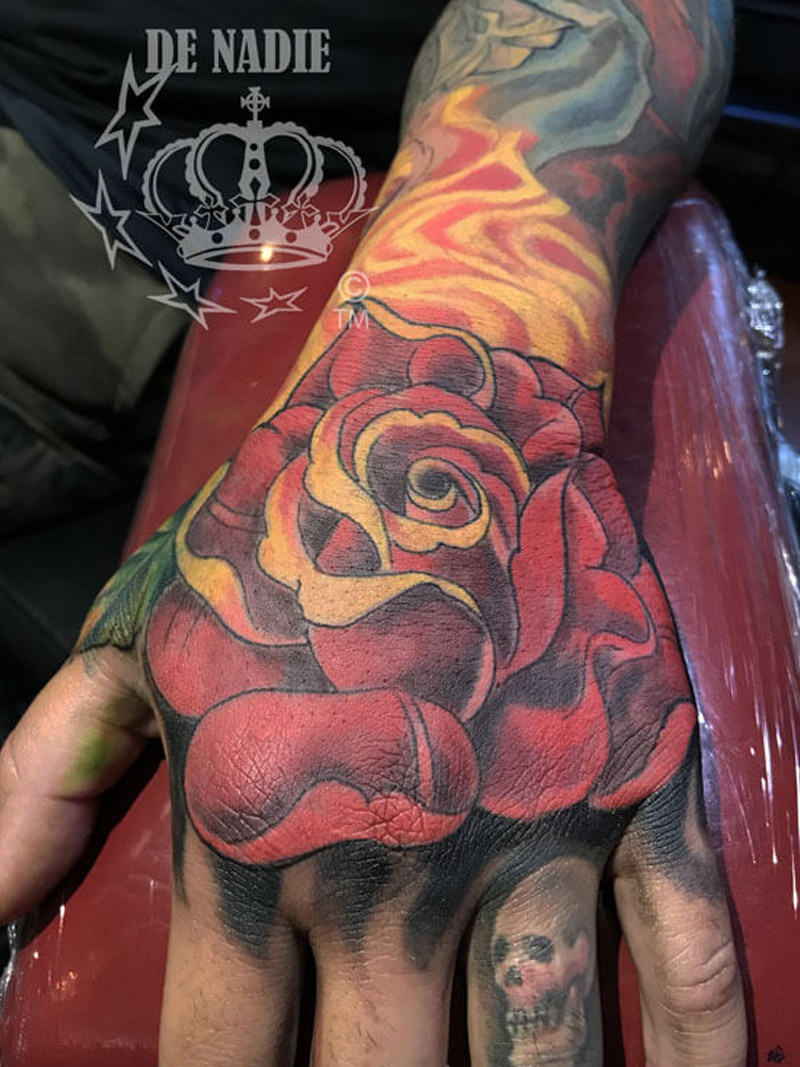 Hand tattoo done by Infierno Pain ink