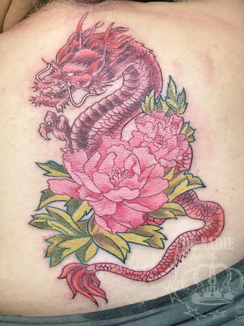 Red Dragon tattoo done by Infierno Pain ink Queens NY