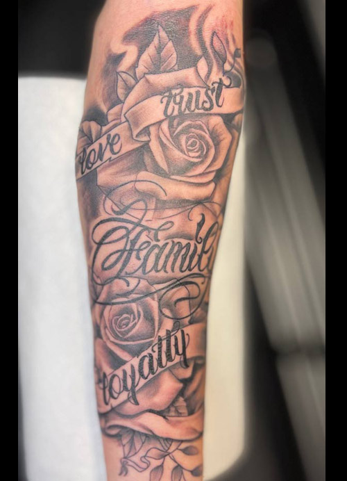 Roses tattoo done by Rene Queens NY