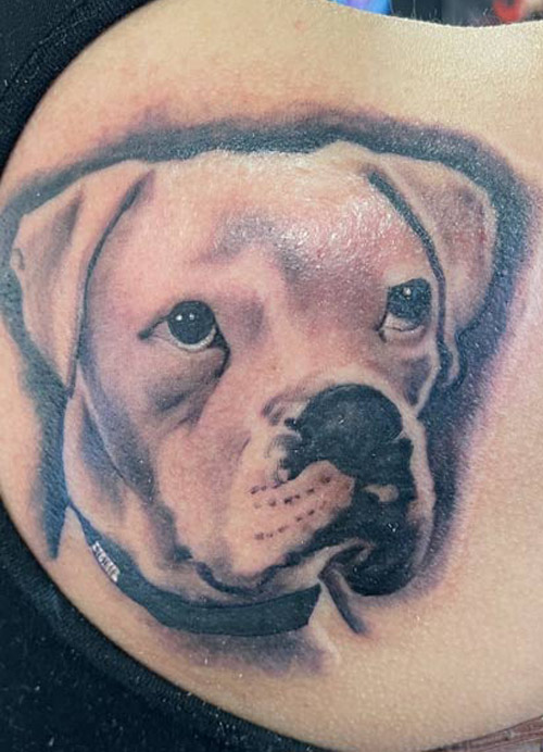 Dog tattoo done by Rana ramos 