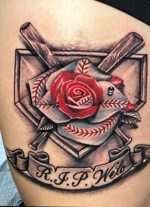 Baseball tattoo  done by Rene